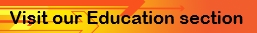 Button image linked to moja marketplace Online Store - Education section over graphic image of orange and yellow gradated color with arrows and text reading "VIsit our Education section"