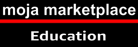 moja marketplace - Education Online Store section title banner linked to section URL, white lettering on black with red lower border strip
