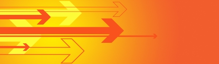 graphic image of orange arrows pointing right on background of warm yellow, orange and red gradation
